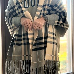 Plaid Fringe Shawl Wrap